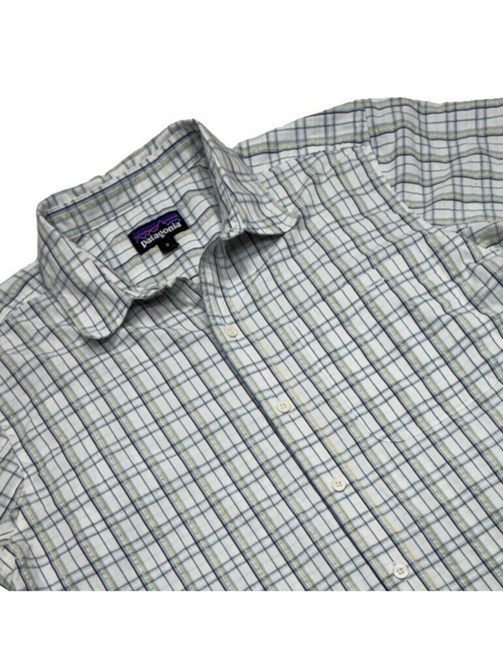 Patagonia Puckerware Mens M Short Sleeve Button Down Plaid Shirt 53004 SP19